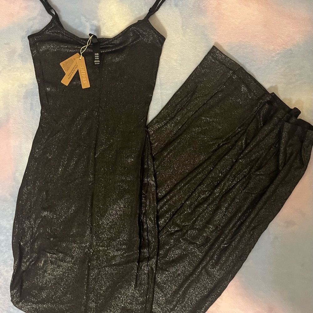 NWT size M skims soft lounge shimmer dress onyx holiday dress